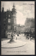 AK Herten I. W., Kaiserstrasse Mit St. Antonius-Denkmal  - Herten