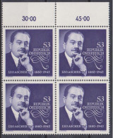 1980 , Mi 1650 ** (3) - 4er Block Postfrisch - 100. Geburtstag Von Leo Ascher - Unused Stamps