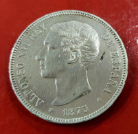 ESPAÑA. AÑO 1875. 5 PTAS PLATA  ALFONSO XII  DE M. PESO 24,9 GR - Primeras Acuñaciones