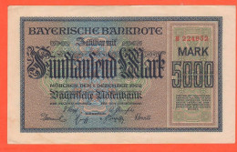 Beyern 5000 Mark 1922 Baviera Bavaria Bayerische Local Issuing - [11] Emissions Locales