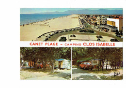 Cpm - 66 -  Canet Plage - Camping CLOS ISABELLE - Caravane Voiture Rouge Volkswagen VW - 1979 - Canet Plage