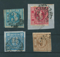 Bayern, MiNr. 2, 9, 10 + 11   (0429) - Afgestempeld