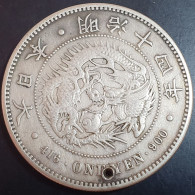 Japan 1 One Yen Dragon Meiji 14 1881 Silver Fine Single Hole - Japon