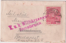 * AUSTRIA (EMPIRE) > 1900 POSTAL HISTORY > Censored Petit Card From Innsbruck To Budapest, Hungary - Lettres & Documents