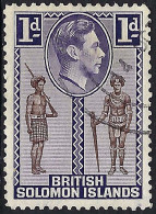 BRITISH SOLOMON ISLANDS 1939 KGVI 1d Brown & Deep Violet SG61 FU - British Solomon Islands (...-1978)