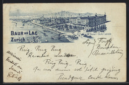 Mondschein-Lithographie Zurich, Baur Au Lac  - Autres & Non Classés