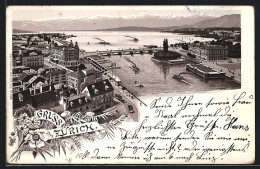 Lithographie Zürich, Teilansicht Mit Flusspartie  - Otros & Sin Clasificación