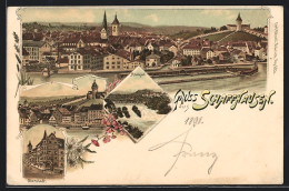 Lithographie Schaffhausen, Panorama, Oberstadt, Rheinfall  - Sonstige & Ohne Zuordnung