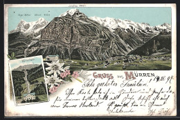 Lithographie Mürren, Mürrenbahn Und Blick Gegen Eiger, Mönch Und Jungfrau  - Autres & Non Classés