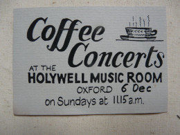 VIEUX PAPIERS - PUBLICITE : COFFE CONCERTS  At The HOLYWELL MUSIC ROOM - OXFORD - Advertising