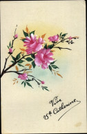 Handgemalt Lithographie Blühender Baum, Sankt Katharina - Autres & Non Classés