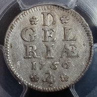 Netherlands 1/2 0.5 Duit Gelderland 1756 Silver Scarce PCGS XF 45 - Provincial Coinage