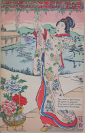 FANTAISIE CPA CARTE POSTALE ANCIENNE JEUNE FEMME JAPONAISE ART NOUVEAU POUR ORNER SA FRELE MAISON - Femmes