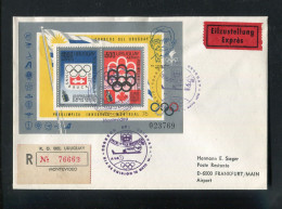 "URUGUAY" 1975, Block 24 "Olympische Winterspiele" Per Reco-/Expressbrief Nach Deutschland (A2112) - Inverno1976: Innsbruck