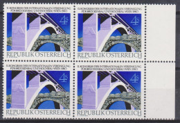 1980 , Mi 1653 ** (3) - 4er Block Postfrisch - Kongreß Der Internationalen Vereinigung Für Brückenbau Und Hochbau - Nuovi