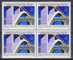 1980 , Mi 1653 ** (4) - 4er Block Postfrisch - Kongreß Der Internationalen Vereinigung Für Brückenbau Und Hochbau - Nuovi