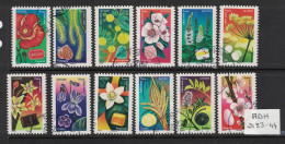 France 2022 - Adhésifs - Yvert 2133 à 2144 Oblitérés Avec Cachets Ronds - Fleurs - Used Stamps