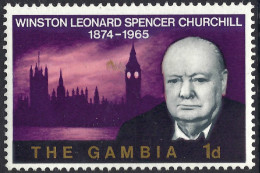 GAMBIA 1966 QEII 1d Multicoloured, Churchill Commeration SG230 MH - Gambia (...-1964)