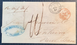 “PALERMO SUCCURSALE N.2 1865”cover>RARE DESTINATION Arnheim NETHERLANDS (lettera Sicilia Sicily Italia Italy Marseille - Sizilien