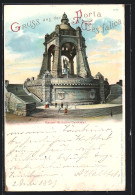 Lithographie Porta Westfalica, Kaiser Wilhelm-Denkmal  - Sonstige & Ohne Zuordnung