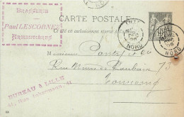 E612 Entier Postal Brasserie Paul Lescornez Armentières - Cartes Précurseurs
