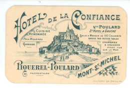 Carte De L'hôtel De La Confiance PIQUEREL POULARD Au MONT SAINT MICHEL 50 Manche - Visitekaartjes