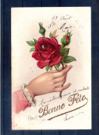 Carte Illustrée. Main Tenant Une Rose - Flores