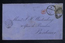 ROYAUME UNI - Victoria 6 Pence Sur Enveloppe De Londres Pour Bordeaux En 1875  - L 152726 - Storia Postale