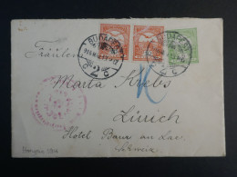 DP18 HONGRIE  BELLE LETTRE 1916 BUDAPEST A HOTEL BAUR  ZURICH SUISSE  + AFFRAN. INTERESSANT++ - Cartas & Documentos