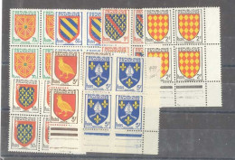 Yvert 999 à 1005 - Blasons - Série De 7 Blocs De 4 Timbres Neufs Sans Traces De Charnières - Bords De Feuilles - Unused Stamps