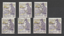 SVIZZERA:  1987  TRASPORTI  POSTALI  -  50 C. POLICROMO  US. -  RIPETUTO  7  VOLTE  -  YV/TELL. 1267 - Used Stamps
