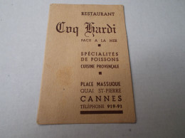 Restaurant Coq Hardi Cannes - Visiting Cards