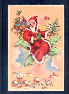 Carte Illustrée. Pére Noël Sur Un Avion - Kerstman