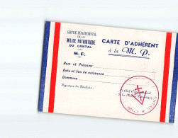 Carte D'Adhérent à La Milice Patriotique Du Cantal - Très Bon état - Otros & Sin Clasificación