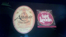 Lot X 2 Etiquettes Différentes De Bière D'abbaye Abbatiale St Amand & Abbaye De St Landelin - Cerveza