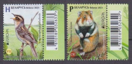 2021 Belarus 1407-1408+Tab Europa Cept - Fauna - Piciformes (pájaros Carpinteros)