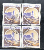 REPUBBLICA ITALY 1980 CASTELLI D'ITALIA CASTLES CASTLE CASTELLO MIRAMARE TRIESTE LIRE 150 QUARTINA BLOCK USATO USED - 1971-80: Used