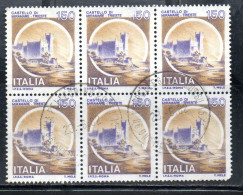 REPUBBLICA ITALY 1980 CASTELLI D'ITALIA CASTLES CASTLE CASTELLO MIRAMARE TRIESTE LIRE 150 BLOCCO BLOCK USATO USED - 1971-80: Oblitérés