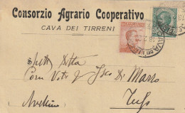 Italy. A218. Cava Dei Tirreni. 1922. Cartolina Postale PUBBLICITARIA ... CONSORZIO AGRARIO COOPERATIVO ... - Marcophilie