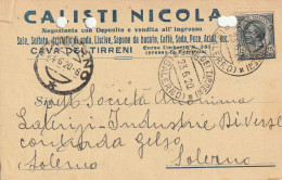 Italy. A218. Cava Dei Tirreni. 1920. Cartolina Postale PUBBLICITARIA ... CALISTI NICOLA ... - Marcophilie