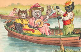 N°25168 - Fantaisie - Promenades En Barques - Chats Habillés - Style Wain - Dressed Animals