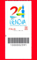 Nuovo - MNH - ITALIA - 2024 - Genova, Capitale Europea Dello Sport – Logo - B Zona 1 - Barre 2391 - Barcodes