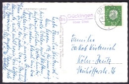 22b GÜCKINGEN über DIEZ Lahn 1958 LANDPOSTSTEMPEL Blau Auf 7-geteilter AK Stadt Diez > K Deutz - Briefe U. Dokumente