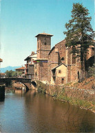 64 - Saint Jean De Pied De Port - L'église Et Le Pont Sur La Nive - Flamme Postale De Saint Pée Sur Nivelle - CPM - Voir - Saint Jean Pied De Port