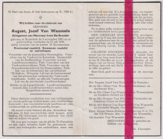 Devotie Doodsprentje Overlijden - Raadslid August Van Wanseele Echtg Irma De Brander - Ruiselede 1881 - 1956 - Décès