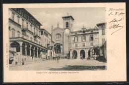 Cartolina Moncalieri, Piazza Vittorio Emanuele E Chiesa Collegiata  - Moncalieri