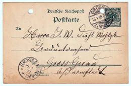 Imperial Germany Belle-Époque 5 Pfennig Postcard 15.01.1899 Corespondenz-Karte Groß-Gerau Zu Groß-Gerau - Cartes Postales