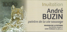 Carton Invitation Expo / Carton Uitnodiging Expo / Einladungskarte Zur Ausstellung - 2015 - Lynx / Luchs - André Buzin - 1985-.. Pájaros (Buzin)