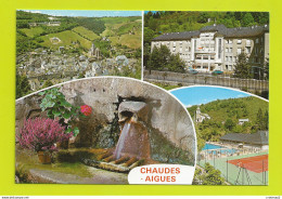 15 CHAUDES AIGUES Vers St Flour En 4 Vues Centre Sportif Piscine Court De Tennis Peugeot 504 Citroën Dyane VOIR DOS - Saint Flour