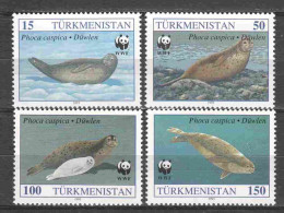 Turkmenistan 1993 Mi 30 + 32-34 MNH WWF SEAL - Unused Stamps